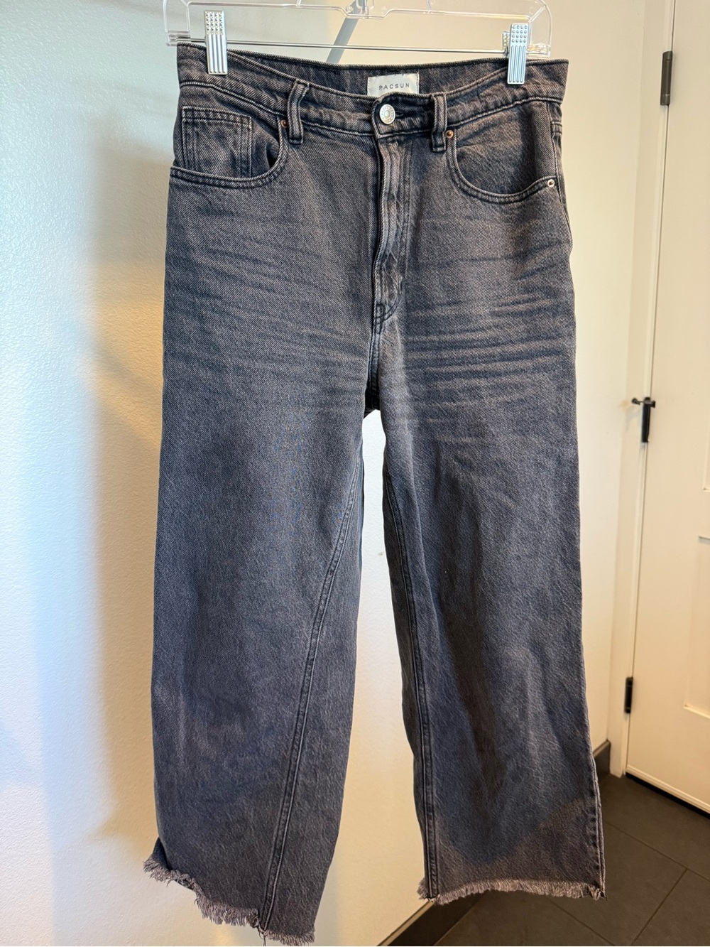 PacSun Nora high rise wide leg crop Washed Black